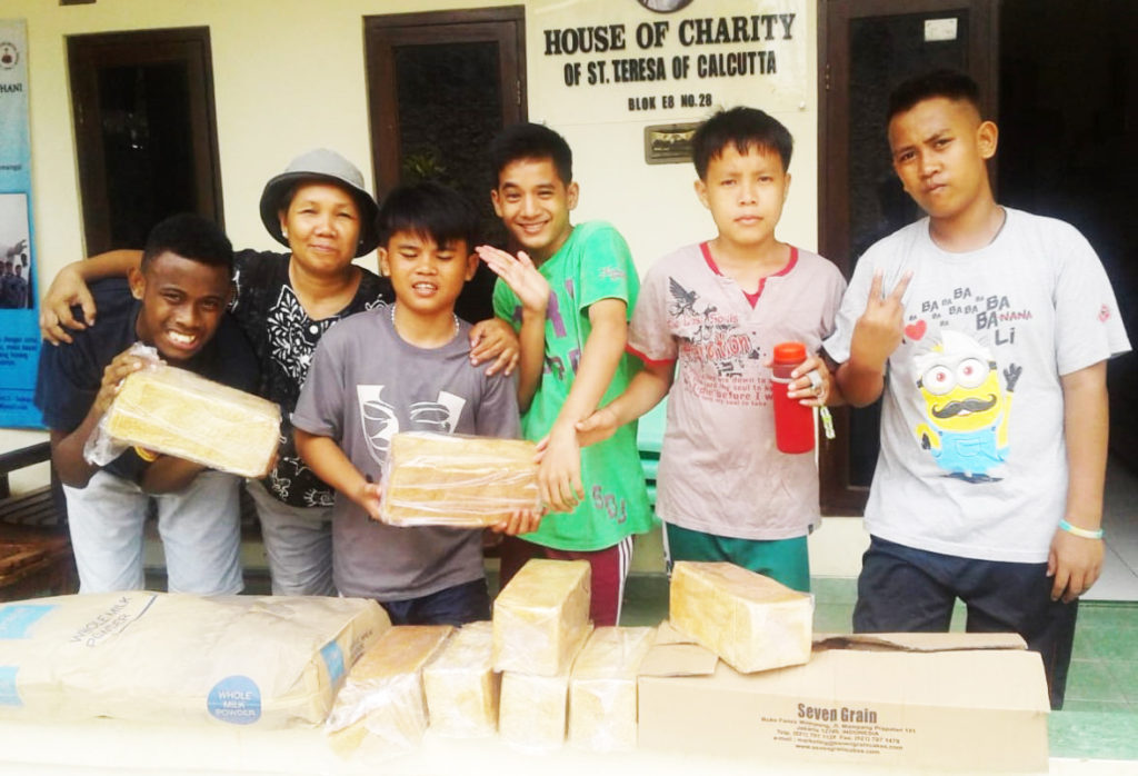 Distributing bread and milk